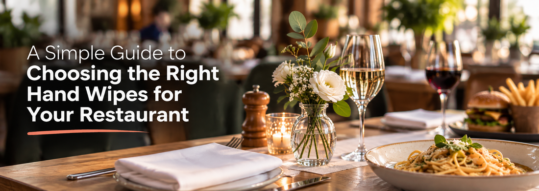 Restaurant table setting illustrating a guide to choosing the right hand wipes for your restaurant