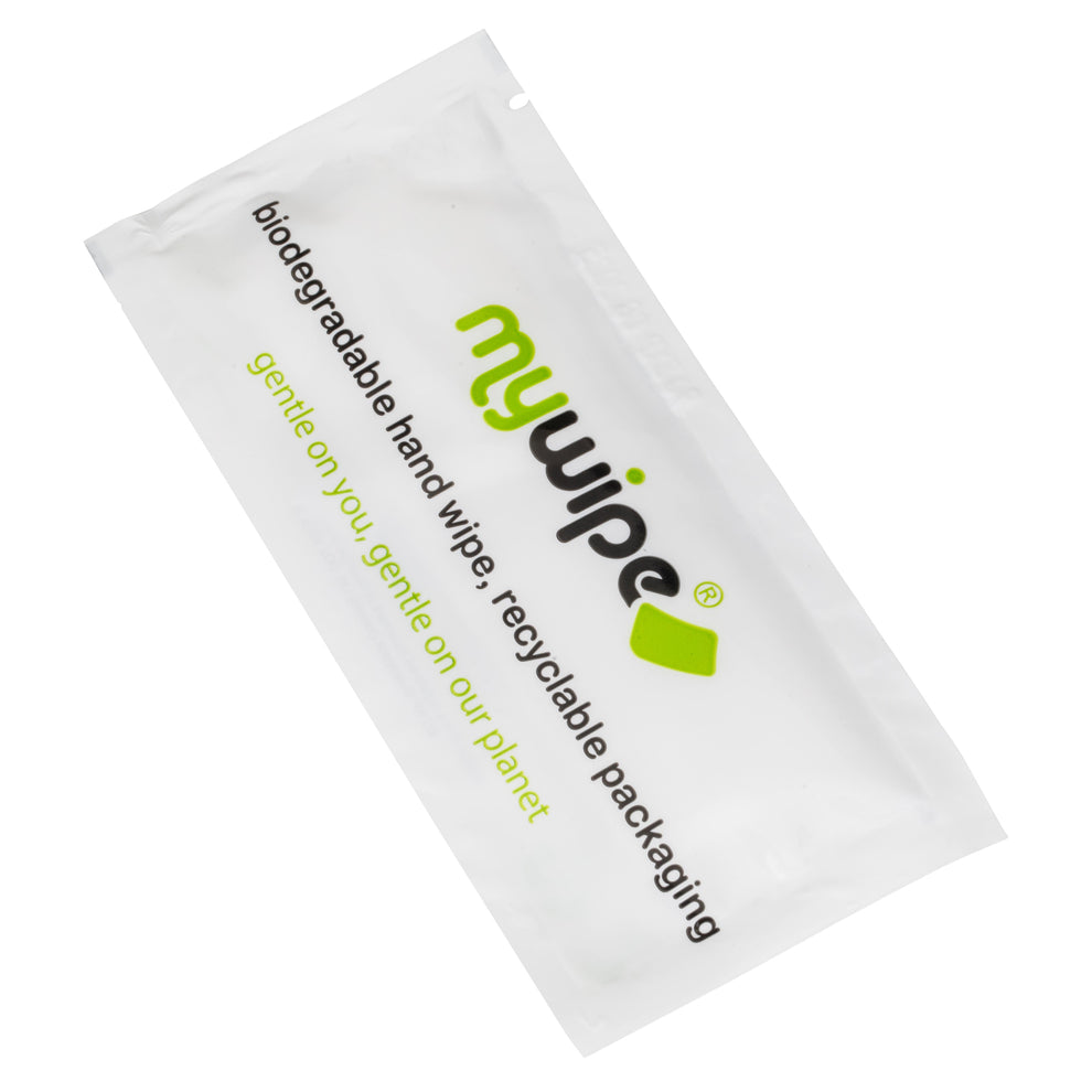 BIODEGRADABLE HAND WIPE IN RECYCLABLE SACHETS - CASE OF 500 – mywipe